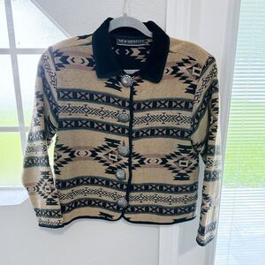 Vintage Black and Tan Aztec Patterned Jacket